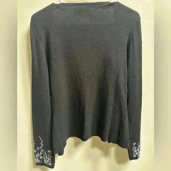 Y2K Finity Embroidered Beaded Sequin Floral Front Clasp Sweater – Women’s S - Picture 14 of 15